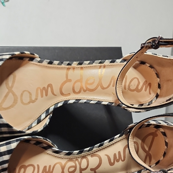 Sam Edelman Gingham Heeled Sandals - Picture 2 of 8
